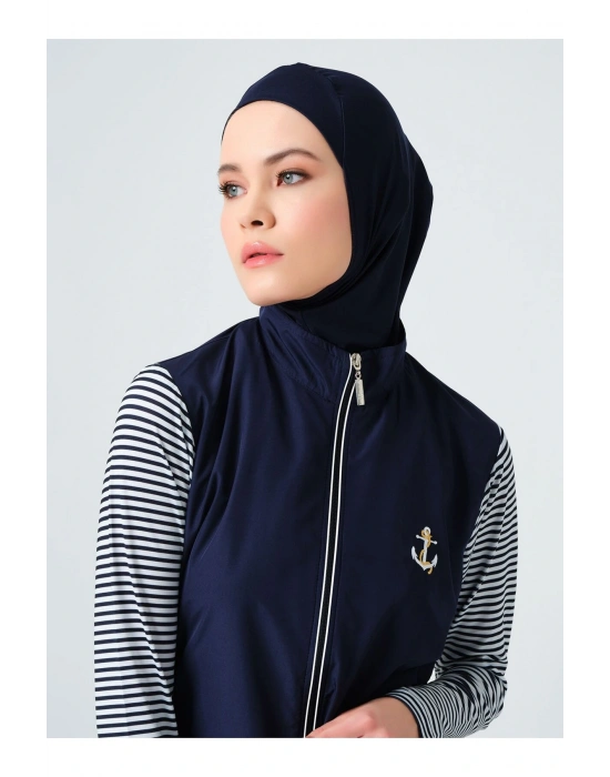 Marin Uzun Kollu Lacivert Kadın Tam Kapalı Tesettür Mayo 23438-25