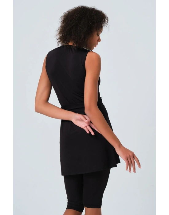 Gümüş Kemer Tokalı Sıfır Kol Yarı Kapalı Mayo