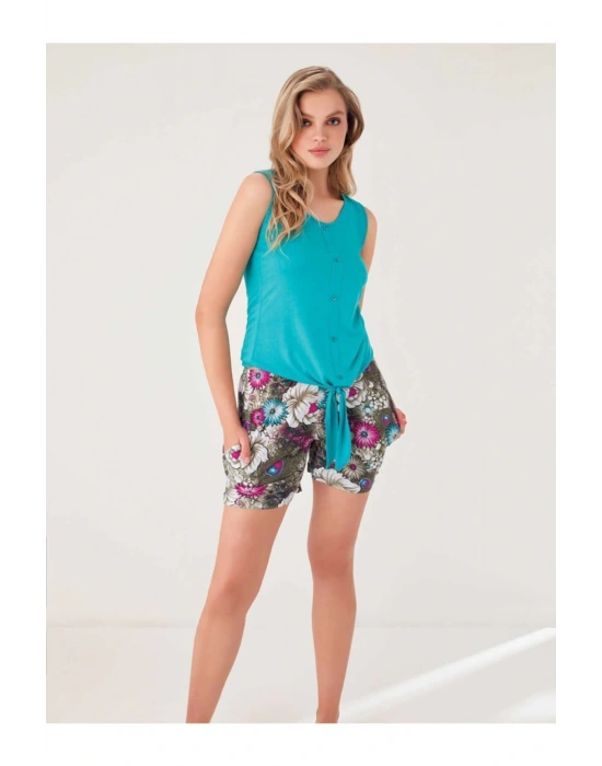 Blu Dream 8035 Kadın Viskon Kısa Kol Şortlu Pijama Takımı
