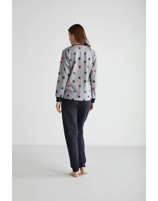 - Kadın Lacivert Patlı Pijama Takımı