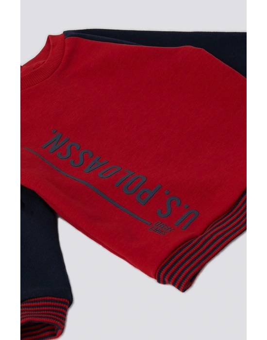 U.S. Polo Assn Kırmızı Çizgili Ribana Detay Bebek 2 Li Takım