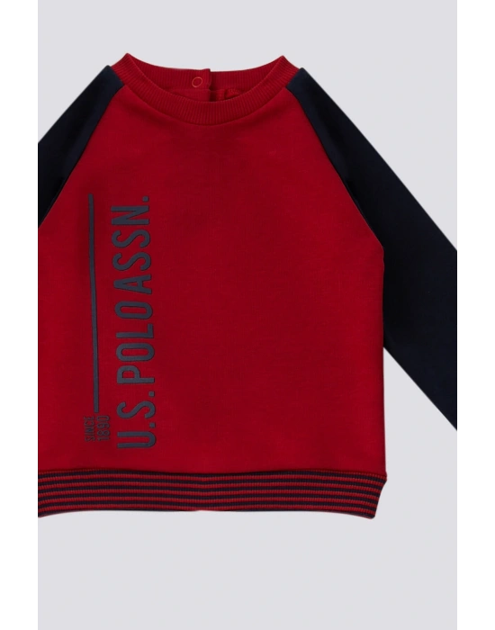 U.S. Polo Assn Kırmızı Çizgili Ribana Detay Bebek 2 Li Takım
