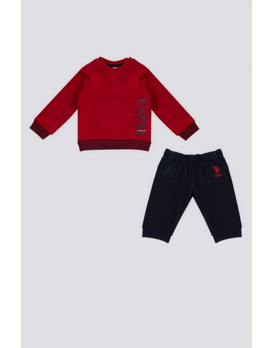Kırmızı Çıtçıt Yaka Detay Bebek 2 Li Takım