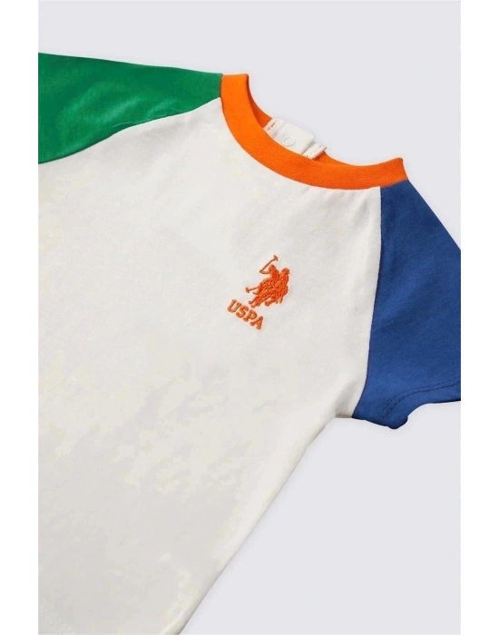 Erkek Bebek 2 Lı Kısa Kol T-shırt Takım - Krem