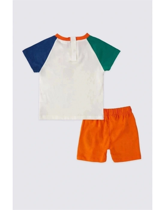 Erkek Bebek 2 Lı Kısa Kol T-shırt Takım - Krem