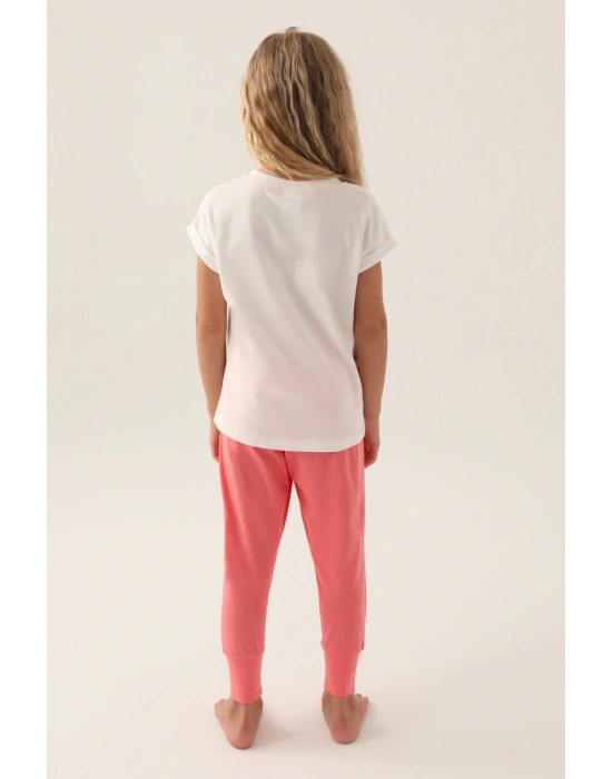 U.S. Polo Assn Lisanslı Starry Krem Kız Çocuk Pijama Takımı