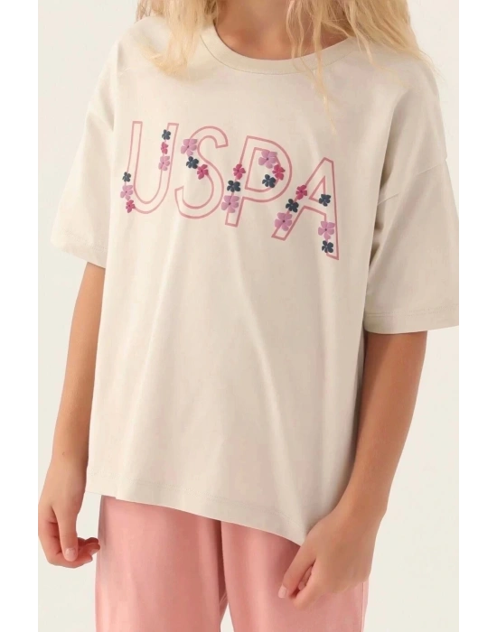 Kız Garson Kapri Takım - Bej