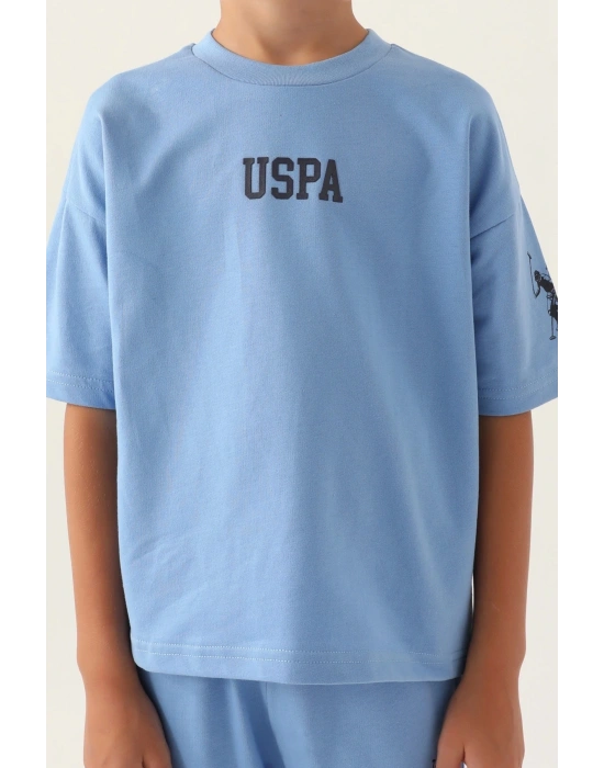 Lisanslı Indigo Pamuklu Erkek Çocuk Bermuda Takım