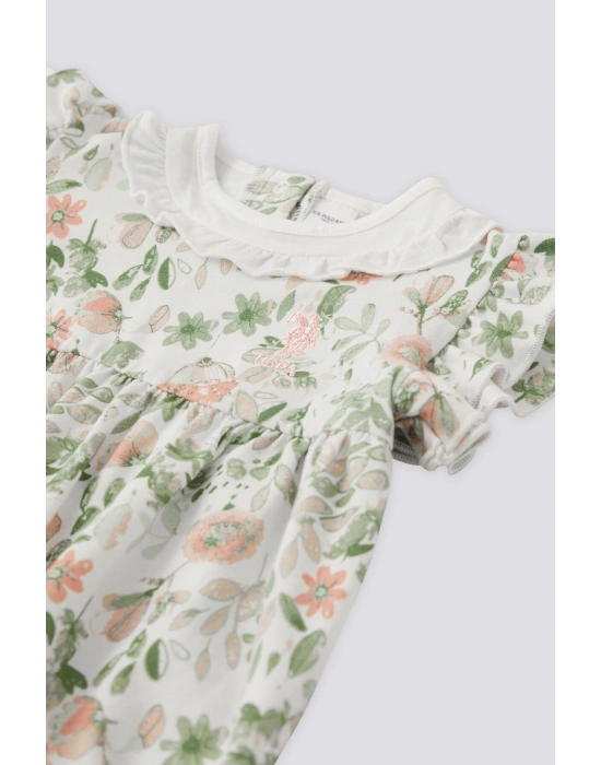U.S. Polo Assn Lisanslı Leaf Krem Kız  Bebek Tulum