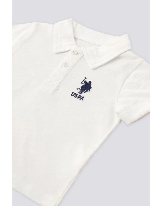 Erkek Bebek 2 Lı Kısa Kol T-shırt Takım - Krem Mavi