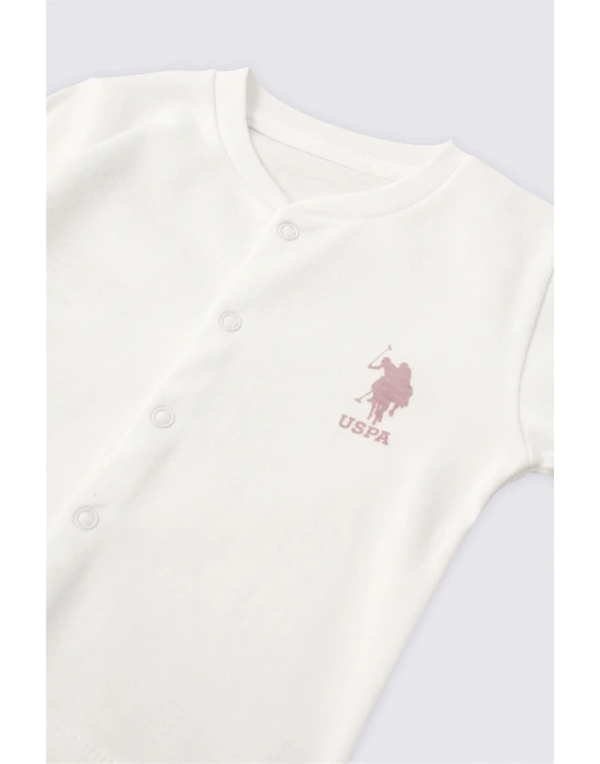 U.S. Polo Assn. Kız Bebek Patikli 3lü Takım Krem USB1940
