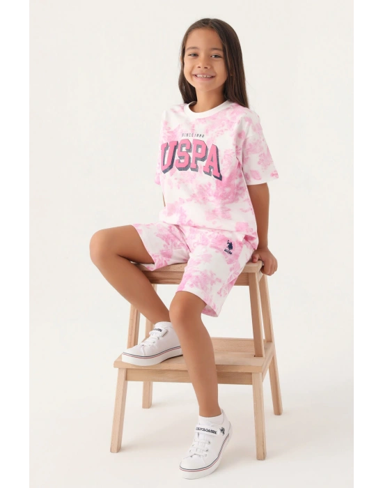 U.S. Polo Assn Lisanslı Batik Mor Kız Çocuk Bermuda Takım
