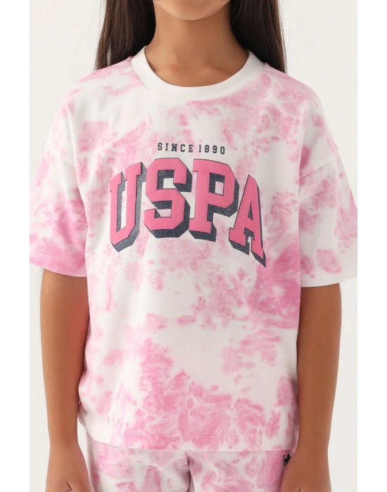 U.S. Polo Assn Lisanslı Batik Mor Kız Çocuk Bermuda Takım