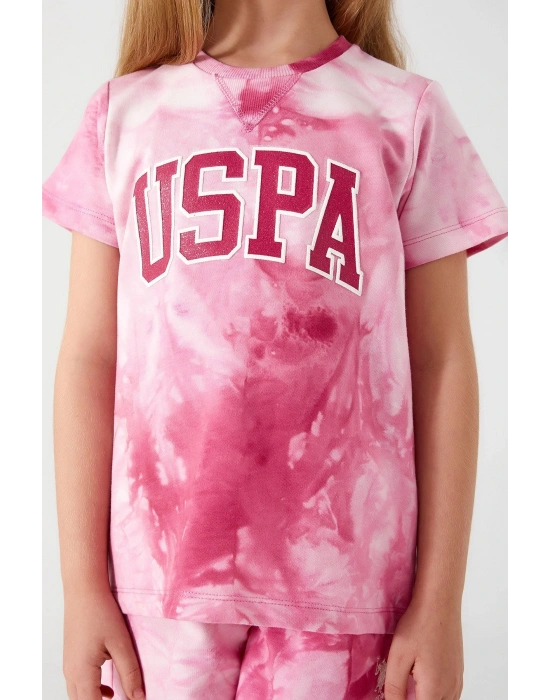 U.s. Polo Assn Pink Font Detail Açık Beyazkız Çocuk Şort Takım