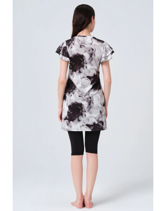 Volanlı Yarım Kol Yarı Kapalı Mayo