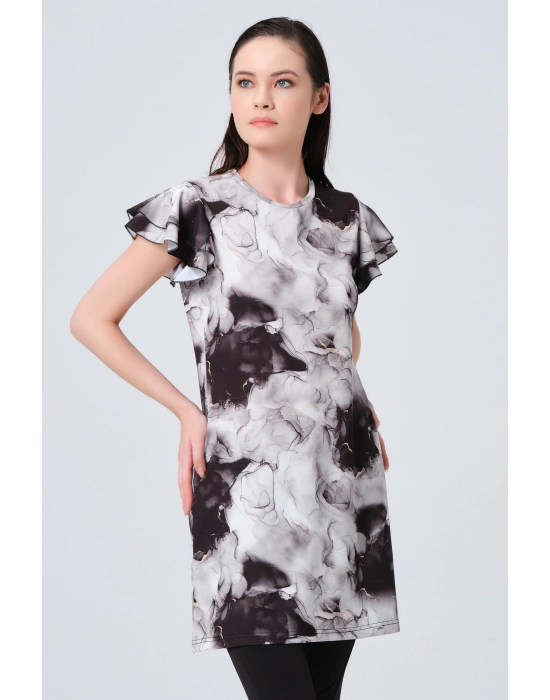 Volanlı Yarım Kol Yarı Kapalı Mayo