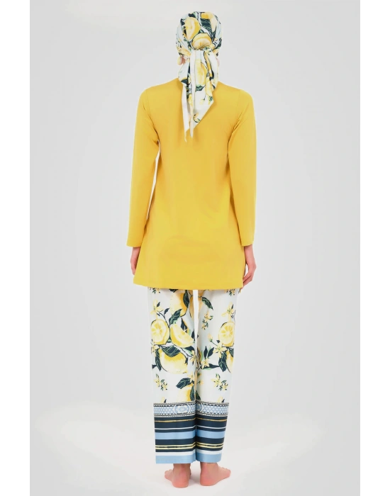 Limon Desenli Tesettür Mayo