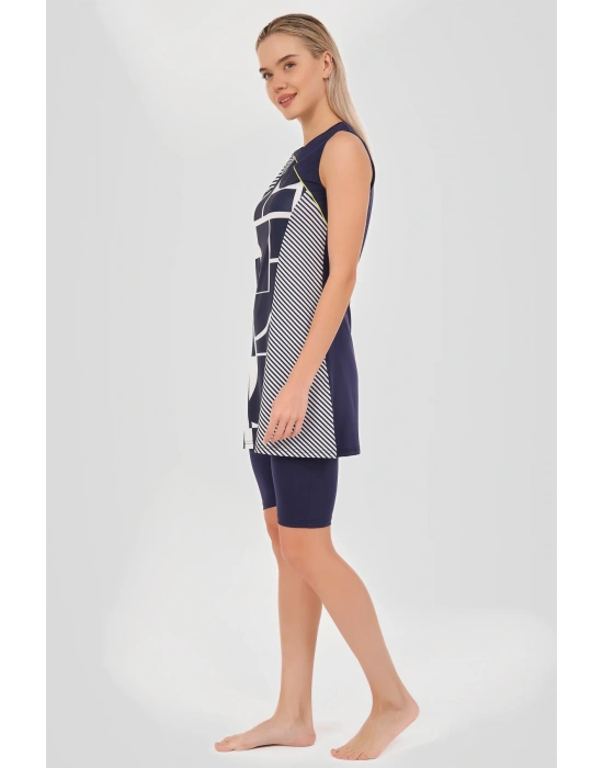 Patchwork Sıfır Kol Yarı Kapalı Mayo