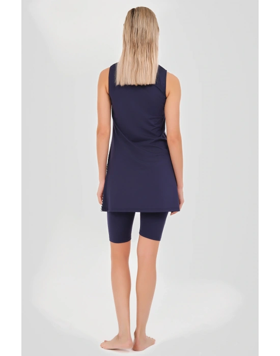 Patchwork Sıfır Kol Yarı Kapalı Mayo