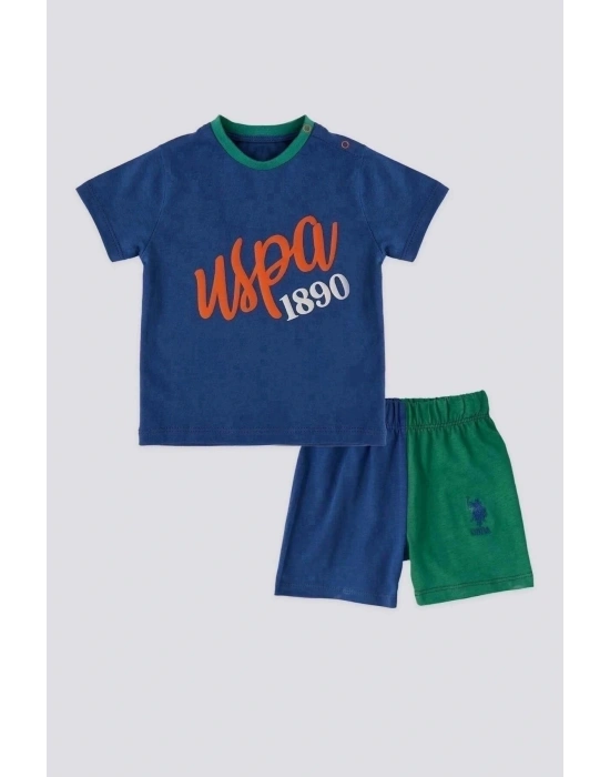 Erkek Bebek 2 Lı Kısa Kol T-shırt Takım - Cobalt