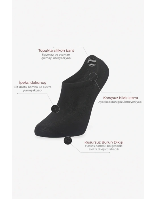 6lı Silikonlu-dikişsiz-bambu Sneaker(görünmez) Çorap