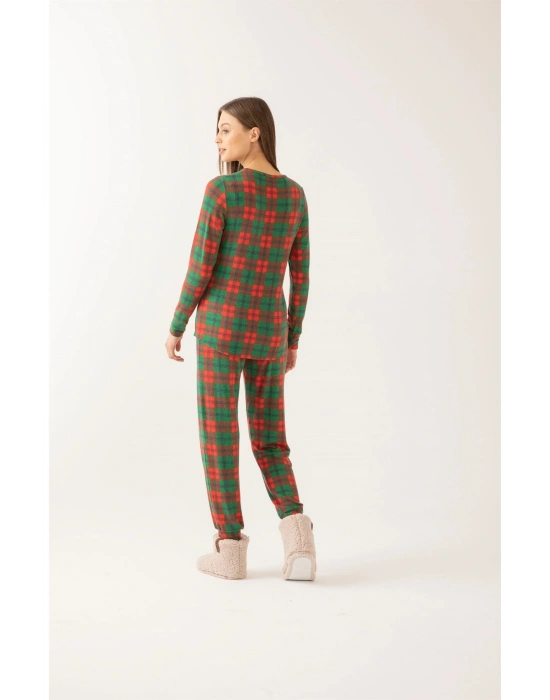 Kırmızı Yeşil Ekose Pijama Takımı
