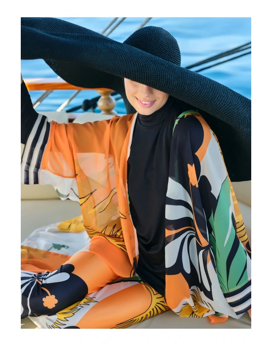 Pamelo Desenli Tesettür Mayo - Siyah -