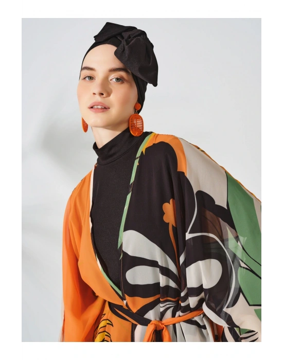 Pamelo Desenli Tesettür Mayo - Siyah -