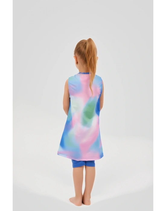 Desenli Sıfır Kol Çocuk Mayo 24102-25 Çivit Mavisi