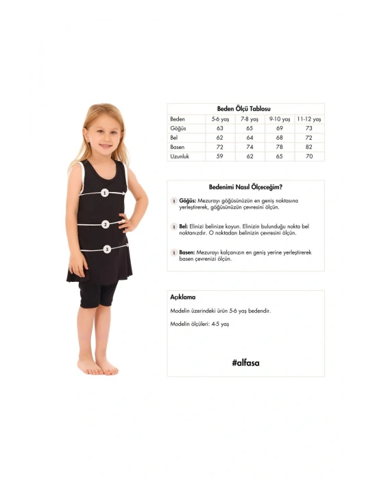 Desenli Sıfır Kol Çocuk Mayo 24102-25 Çivit Mavisi