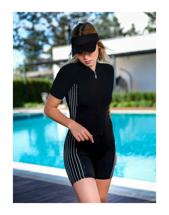 YARIM FERMUARLI HIZLI KURUYAN KUMAŞ KADIN YÜZÜCÜ MAYO 24103