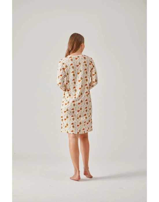 Ayıcık Desen Modal Pamuk Kadın Gecelik