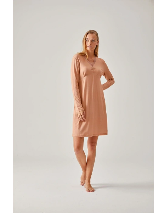 Somon Dantelli Viskon Kadın Gecelik