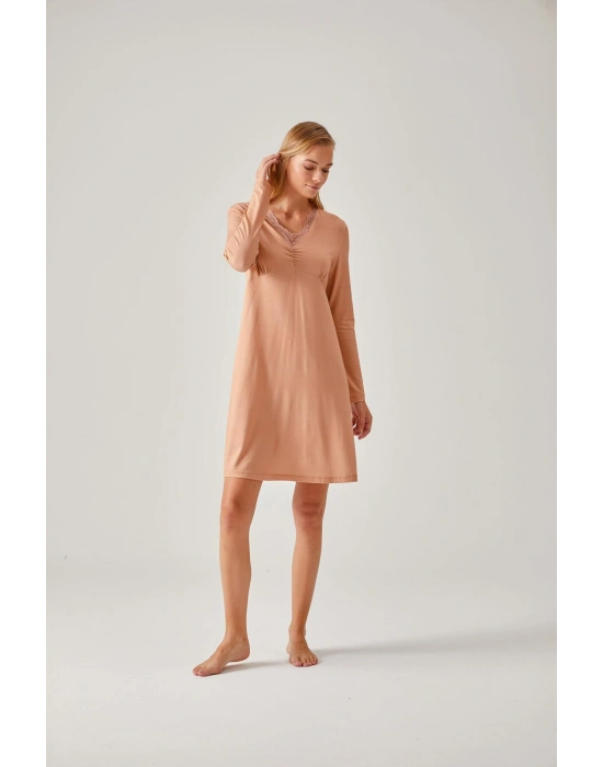 Somon Dantelli Viskon Kadın Gecelik