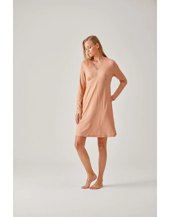 Somon Dantelli Viskon Kadın Gecelik