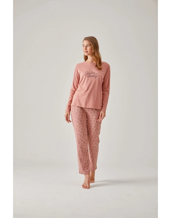 Kirpi Desen Bisiklet Yaka Baskılı Modal Pamuk Kadın Pijama Takımı