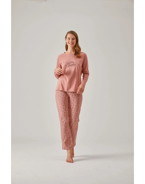 Kirpi Desen Bisiklet Yaka Baskılı Modal Pamuk Kadın Pijama Takımı