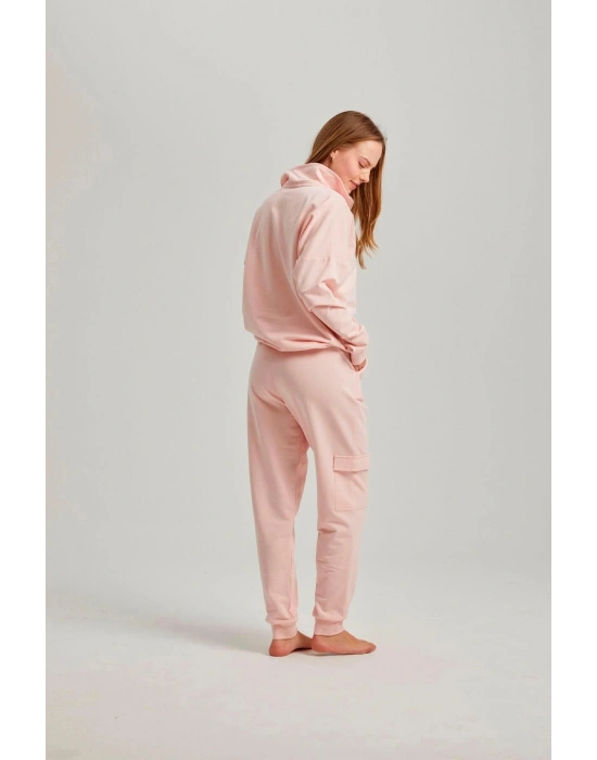 Pembe Renk Pamuklu Kadın Eşofman Takım