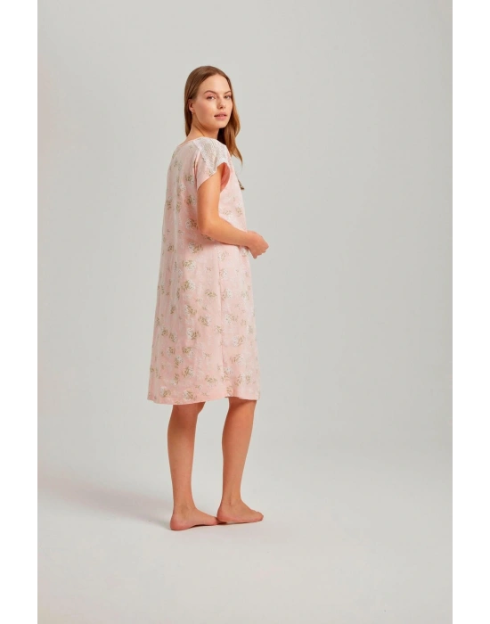 Taş Rengi Omuzu Dantelli Modal Kadın Gecelik