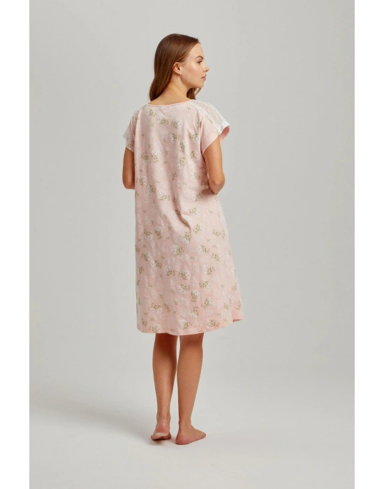 Taş Rengi Omuzu Dantelli Modal Kadın Gecelik