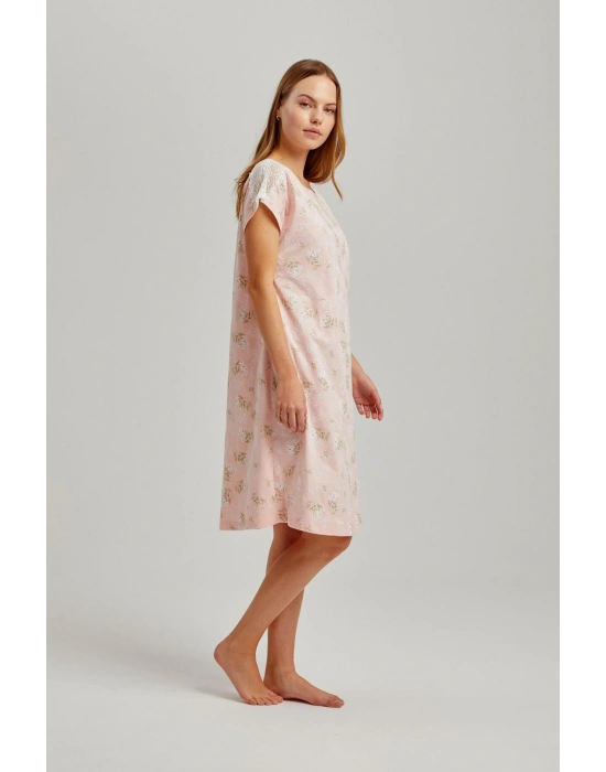 Taş Rengi Omuzu Dantelli Modal Kadın Gecelik