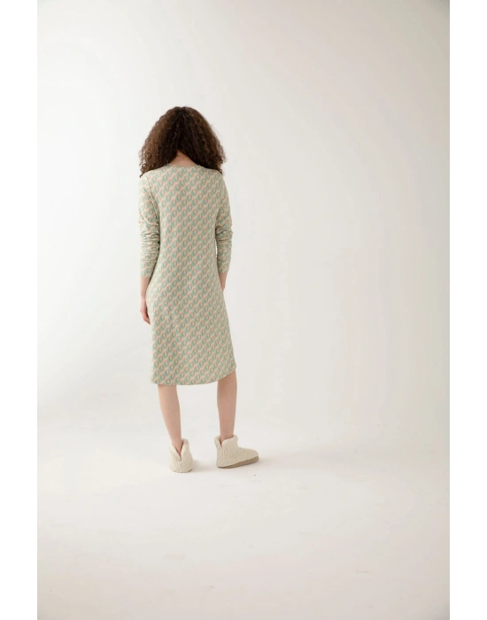 Mavi Renk Çıtır Desenli Kadın Gecelik