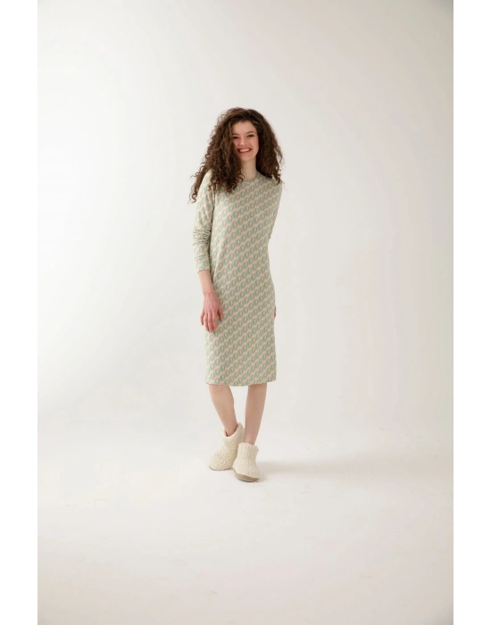 Mavi Renk Çıtır Desenli Kadın Gecelik