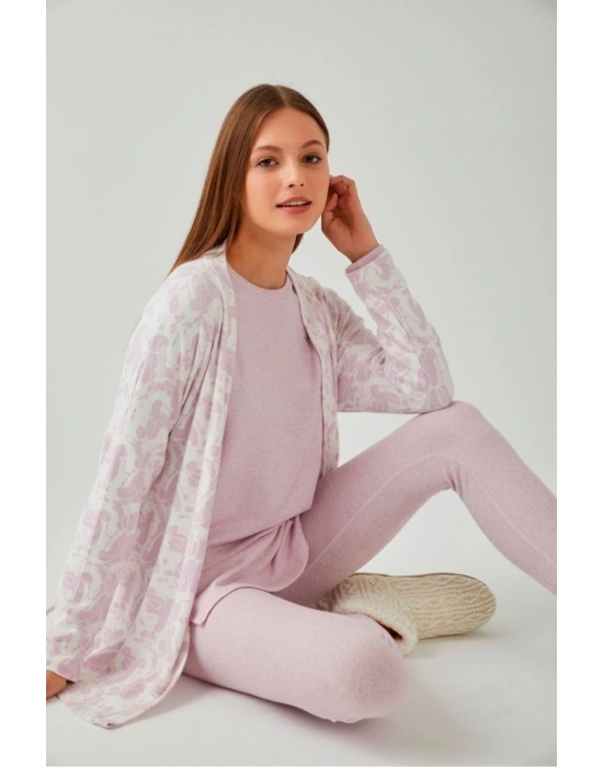 Pembe Renk Desenli Yumoş Sabahlık