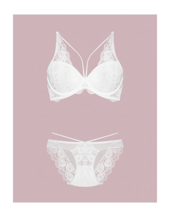 Kadın Siyah Destekli Danteli Büstiyer Takım Set 4426