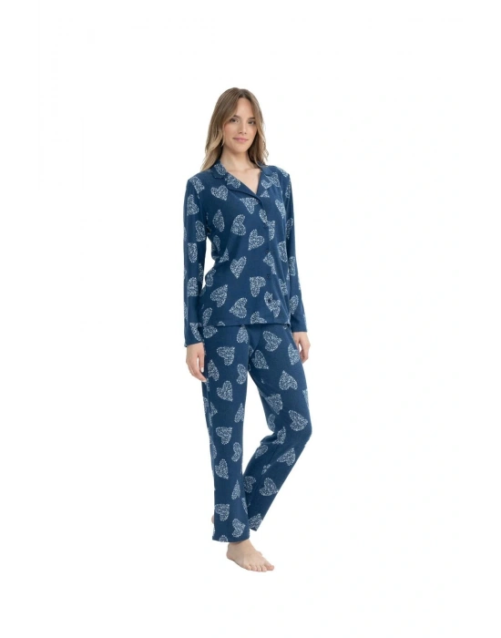 U.S. Polo Assn. Kadın Lacivert Boydan Patlı Pijama Takımı