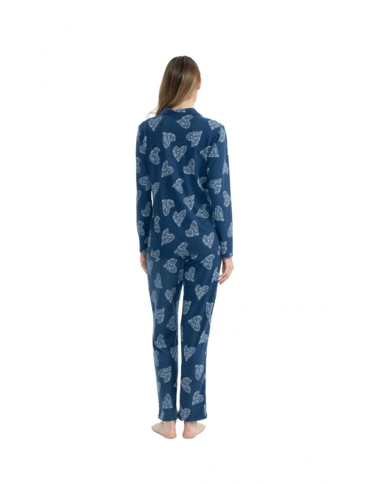 U.S. Polo Assn. Kadın Lacivert Boydan Patlı Pijama Takımı