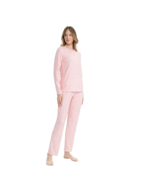 U.s Polo Assn. 17099 Kadın Uzun Kollu Yakası Düğmeli Pijama Takım-Pembe