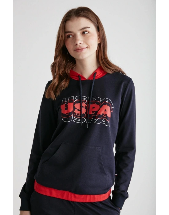 U.S. Polo Assn. 16945 Kadın Kapşonlu Pijama Takımı