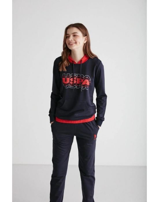 U.S. Polo Assn. 16945 Kadın Kapşonlu Pijama Takımı